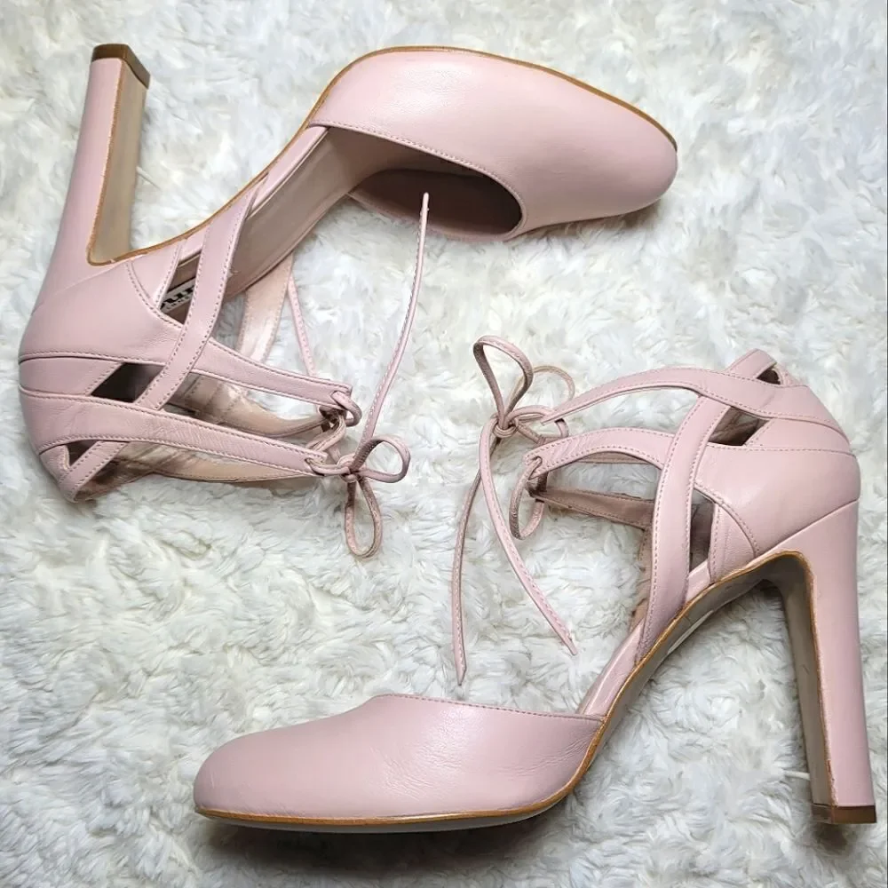 Dune London Cannes RARE Blush Pink Cut-out Lace-Up Heels - Picture 5 of 7